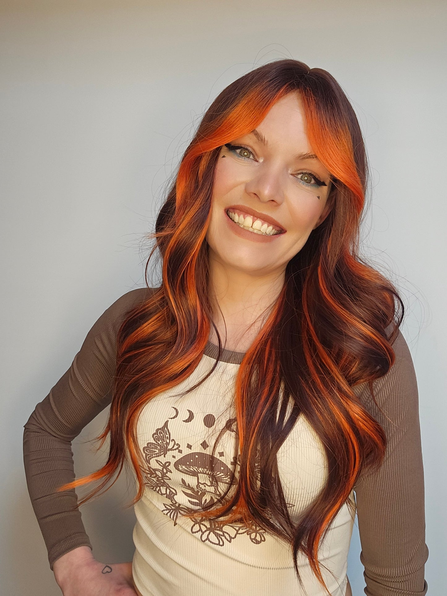 Terri orange & Burgandy non lace wig