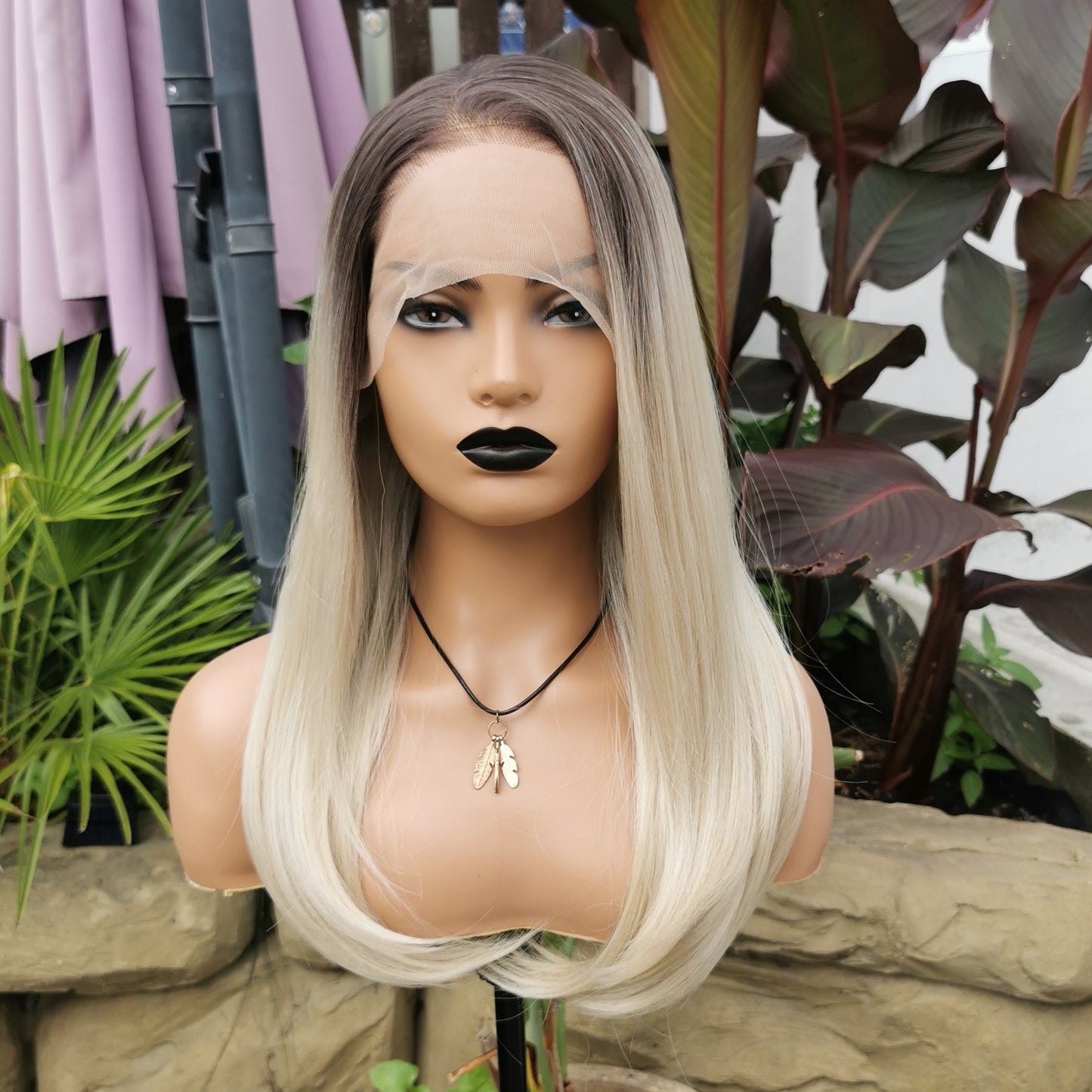 Fatal Attraction platinum blonde rooted lace front wig - Keshleysheadshop