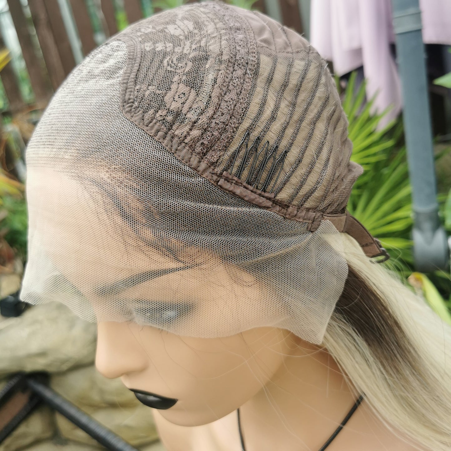 Fatal Attraction platinum blonde rooted lace front wig - Keshleysheadshop