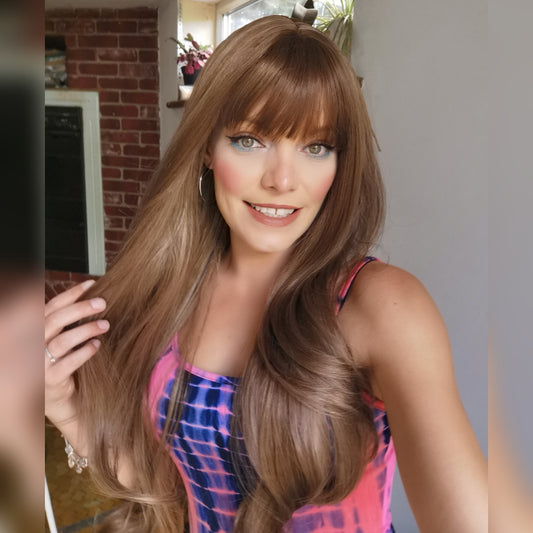 Hot Toffee Medium brown and blonde synthetic wig - Keshleysheadshop