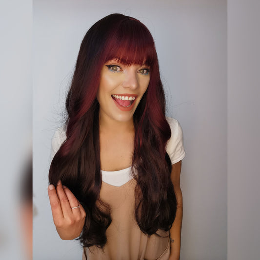 Hot AF Burgandy and red non lace wig - Keshleysheadshop