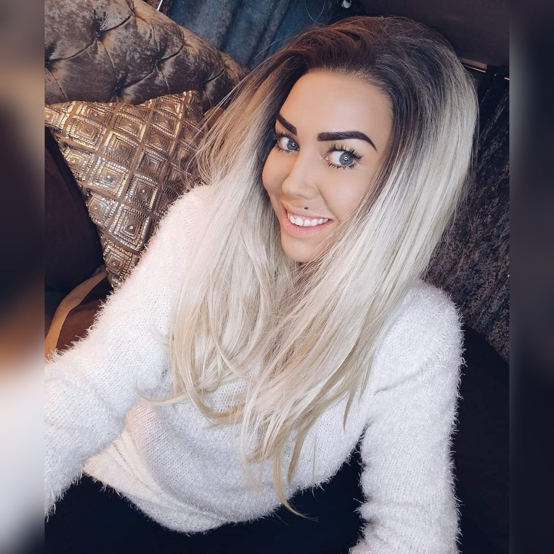 Fatal Attraction platinum blonde rooted lace front wig - Keshleysheadshop