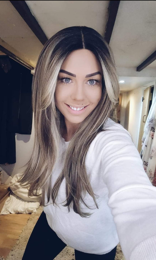 The Rachel blonde tones yaki hair wig - Keshleysheadshop