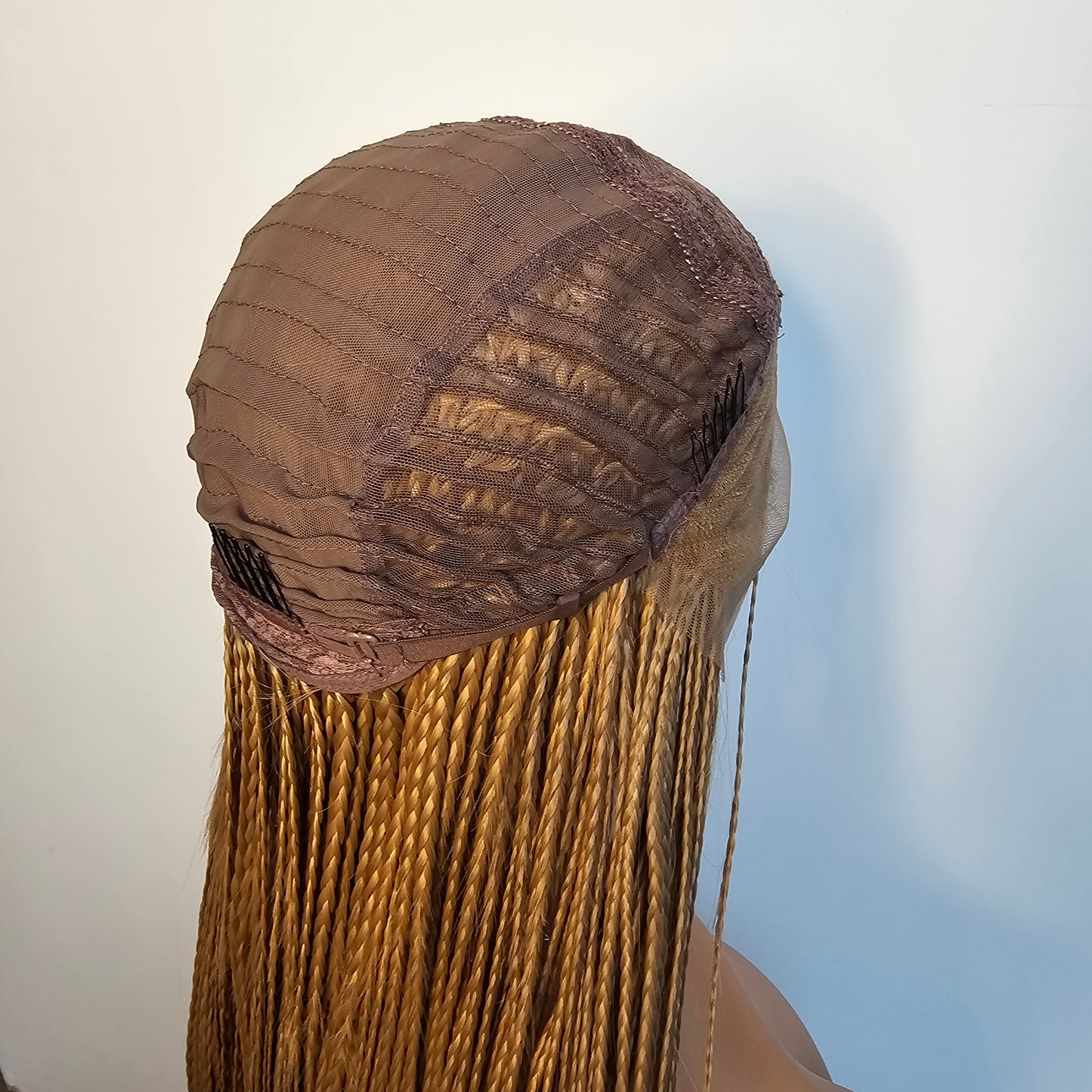 Sandy blonde braided lace front wig