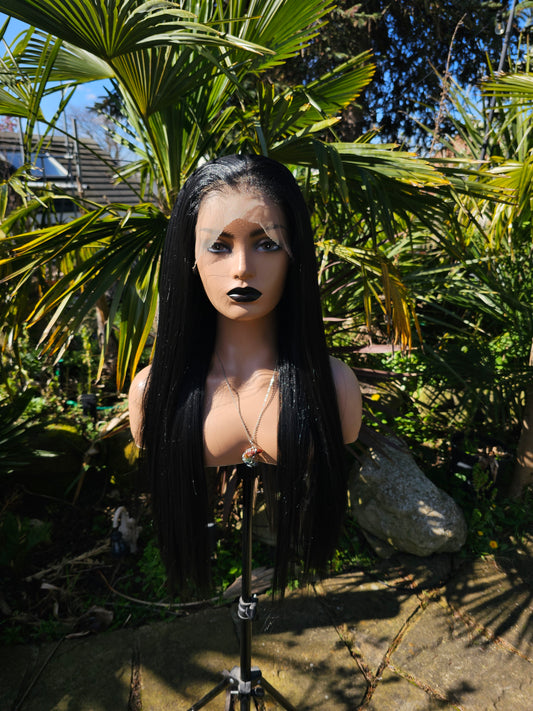 Jett black lace front wig