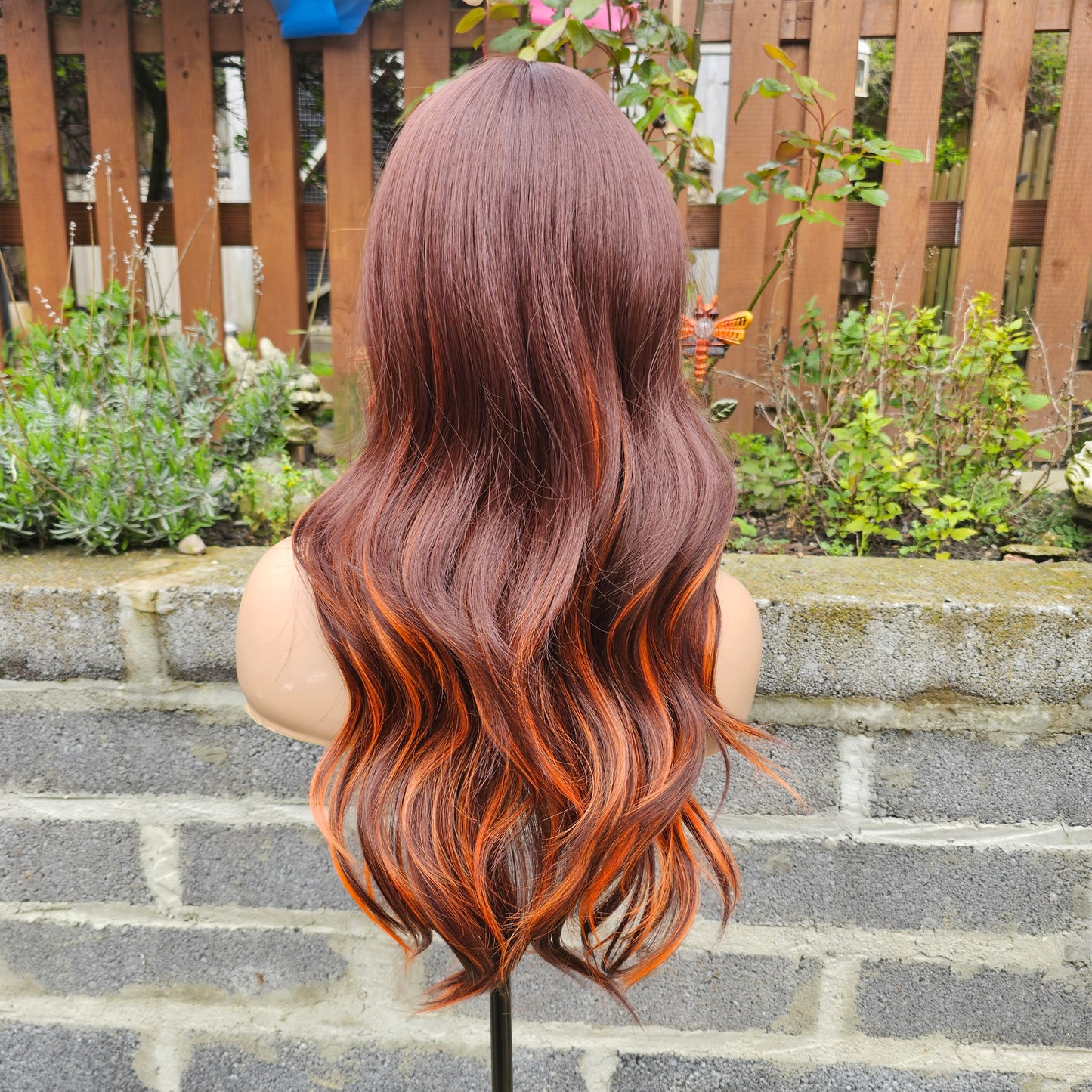 Terri orange & Burgandy non lace wig