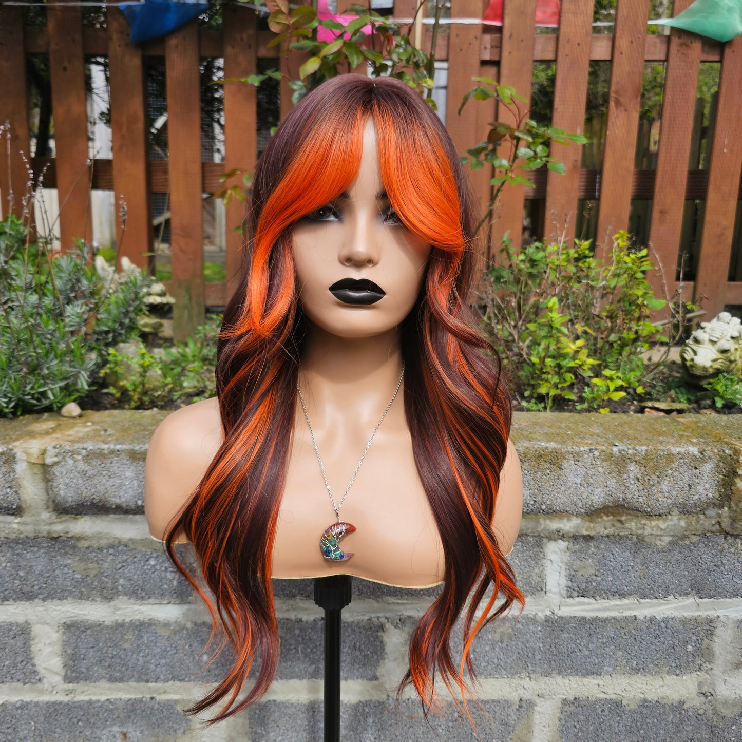 Terri orange & Burgandy non lace wig
