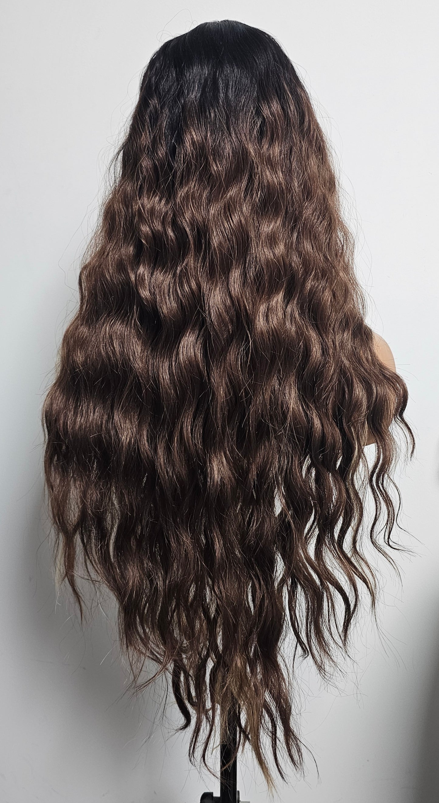 Senorita curly dark brown with blonde lace front wig