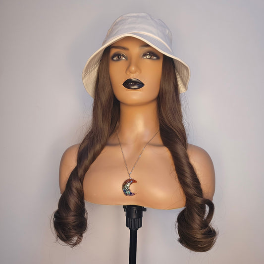White Bucket Hat Wig