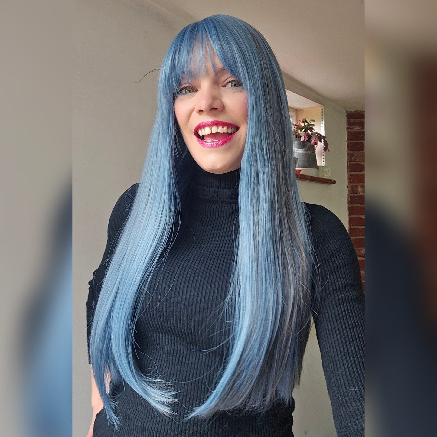 Topaz blue synthetic wig