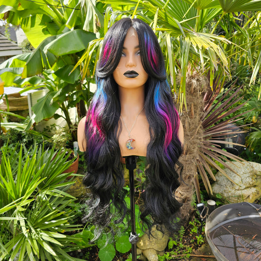 Aurora Black blue and purpke lace front wig - Keshleysheadshop