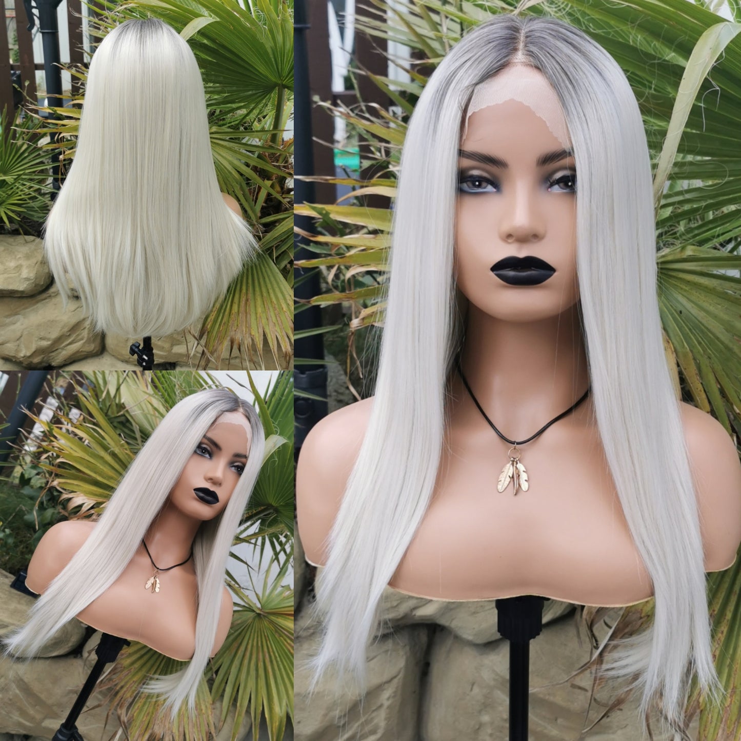 Stripped Bare platinum blonde rooted lace front wig - Keshleysheadshop