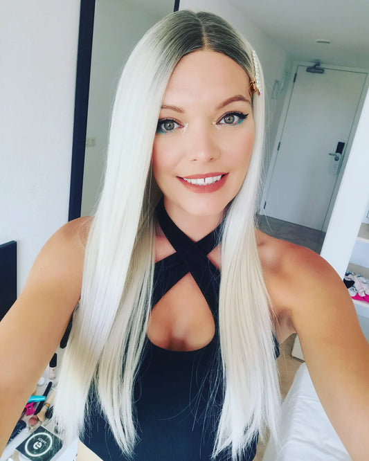 Stripped Bare platinum blonde rooted lace front wig - Keshleysheadshop