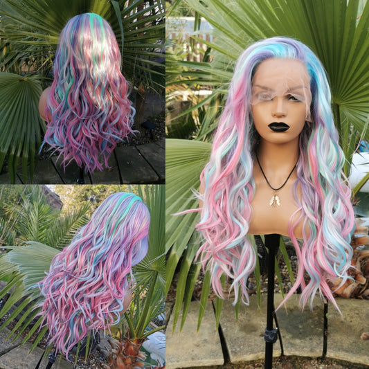 Unicorn Dust pastel rainbow lace front wig - Keshleysheadshop