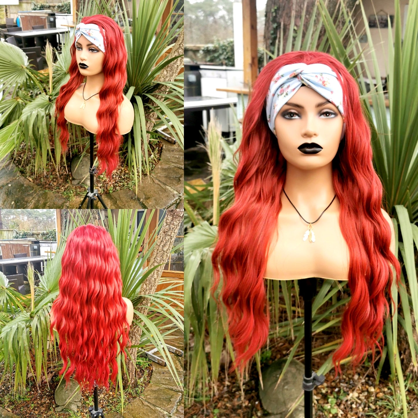 Red Wavy Headband Wig - Keshleysheadshop
