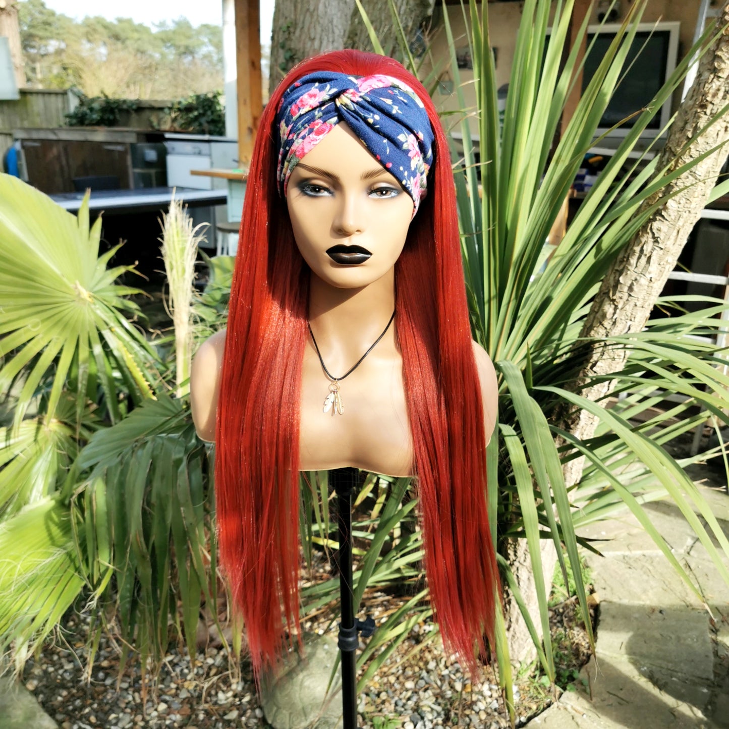 Red Straight Headband Wig