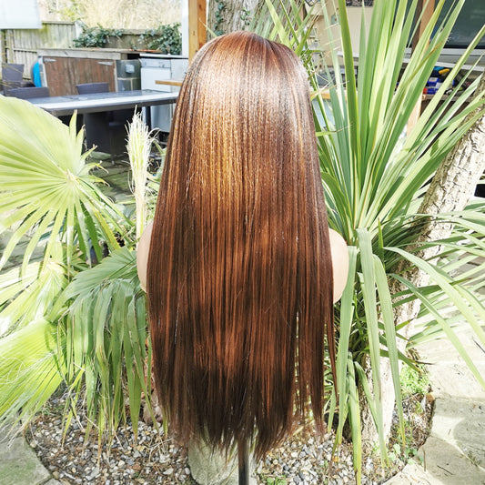 Brown Streaky Straight Headband Wig - Keshleysheadshop