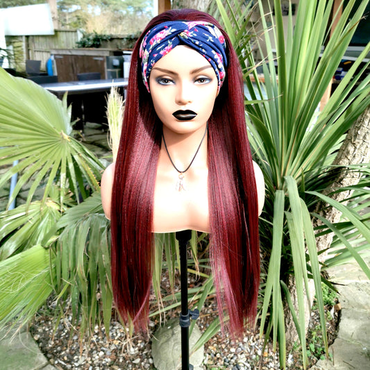 Burgandy Straight Headband Wig - Keshleysheadshop