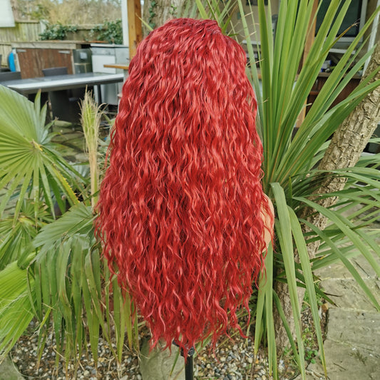 Red Kinky Headband Wig