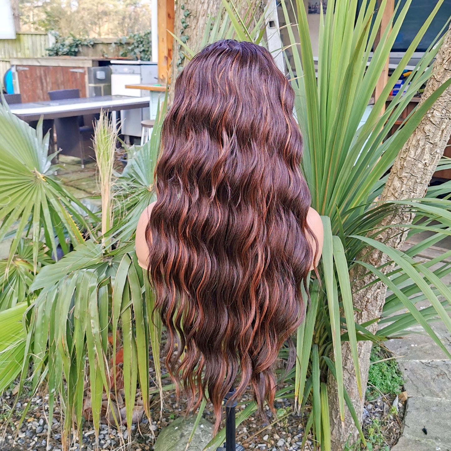 Brown Streaky Wavy Headband Wig - Keshleysheadshop
