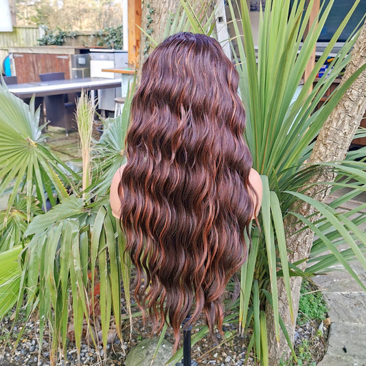Brown Streaky Wavy Headband Wig - Keshleysheadshop