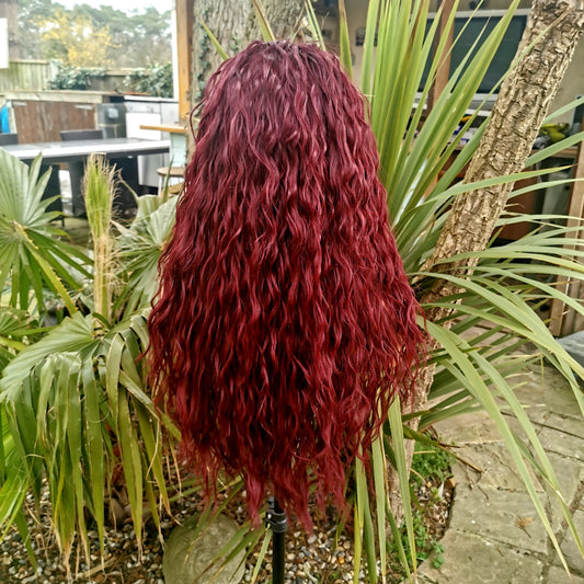 Burgandy Kinky Headband Wig - Keshleysheadshop