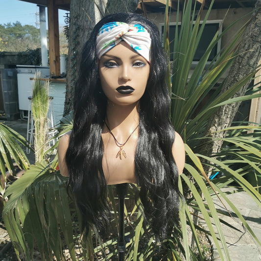 Black Wavy Headband Wig - Keshleysheadshop