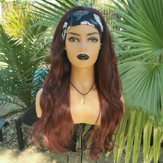 Burgandy Curly Headband Wig - Keshleysheadshop