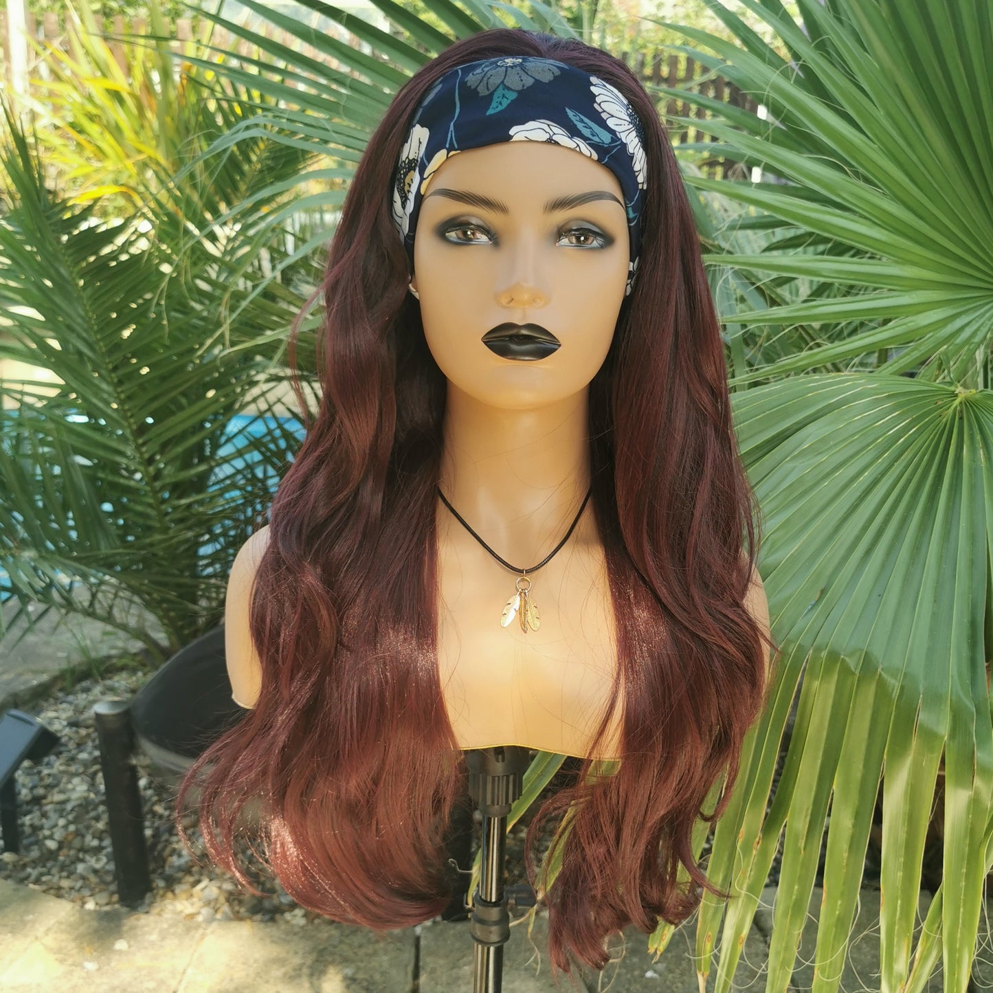 Burgandy Curly Headband Wig - Keshleysheadshop