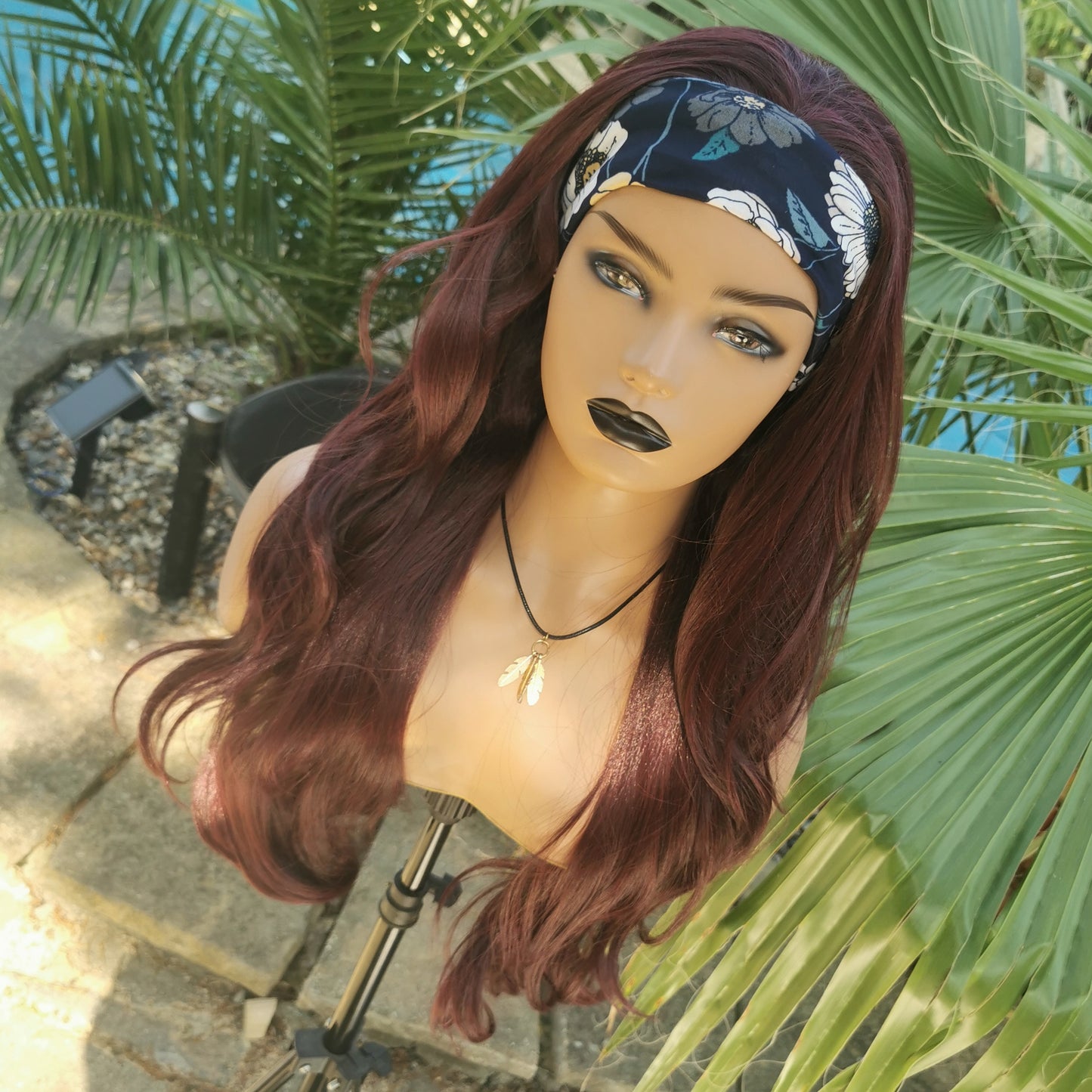 Burgandy Curly Headband Wig - Keshleysheadshop