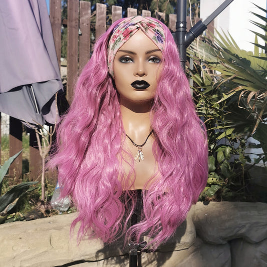 Pink Wavy Headband Wig - Keshleysheadshop