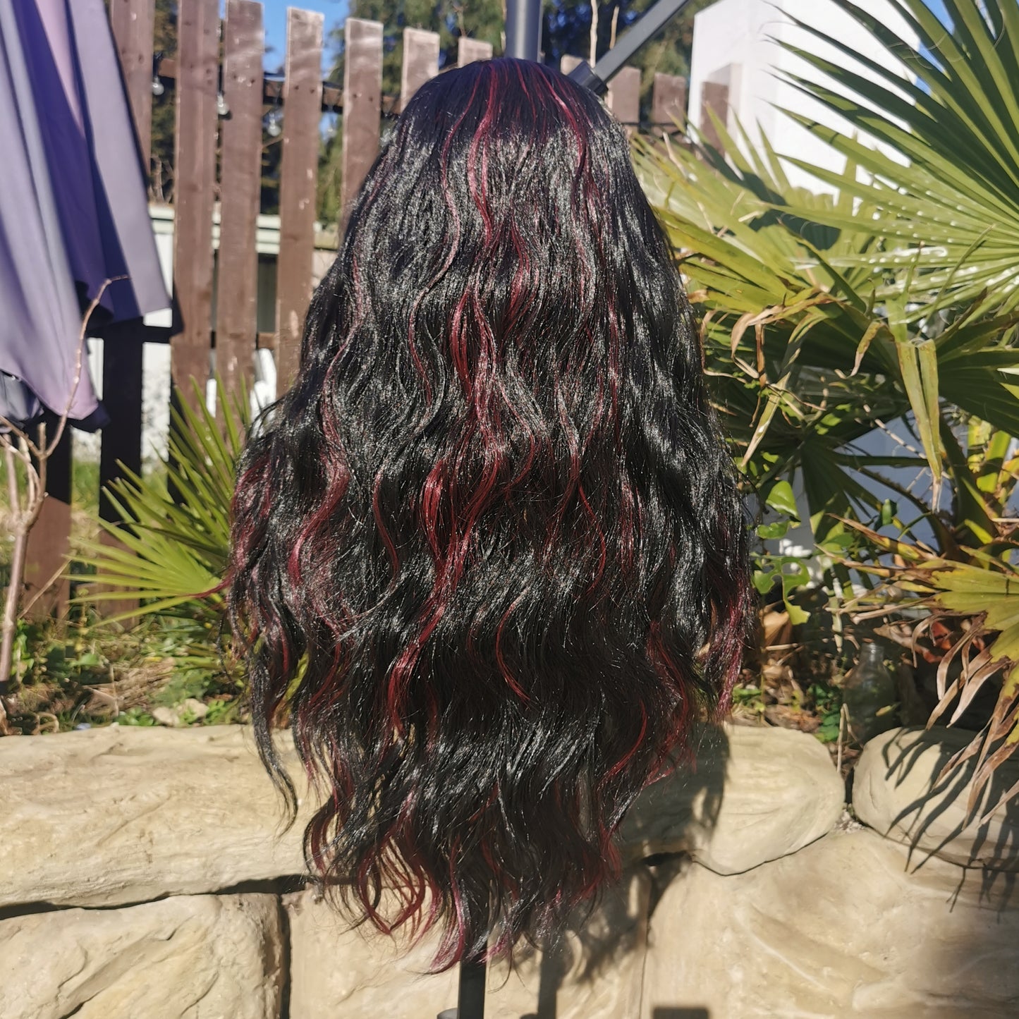 Black and Red Wavy Headband Wig - Keshleysheadshop