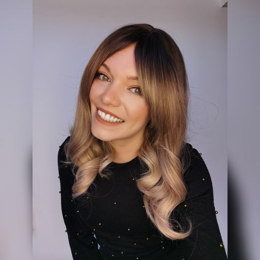 Esme brown and blonde synthetic non lace wig - Keshleysheadshop