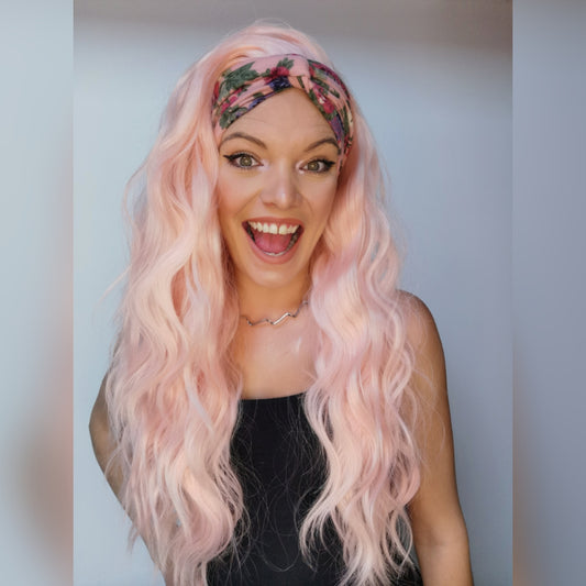 Baby Pink Wavy Headband Wig - Keshleysheadshop