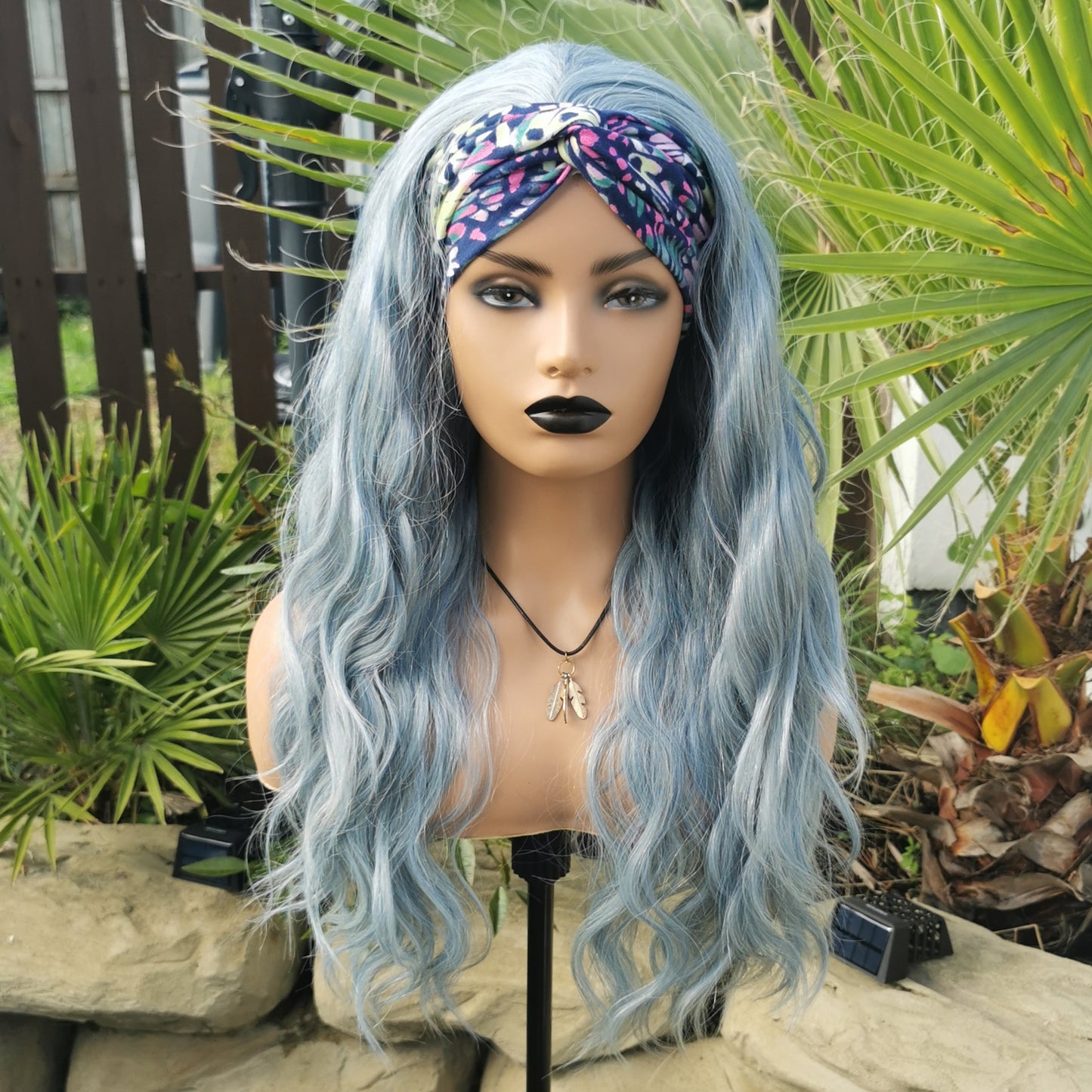 Blue Wavy Headband Wig - Keshleysheadshop