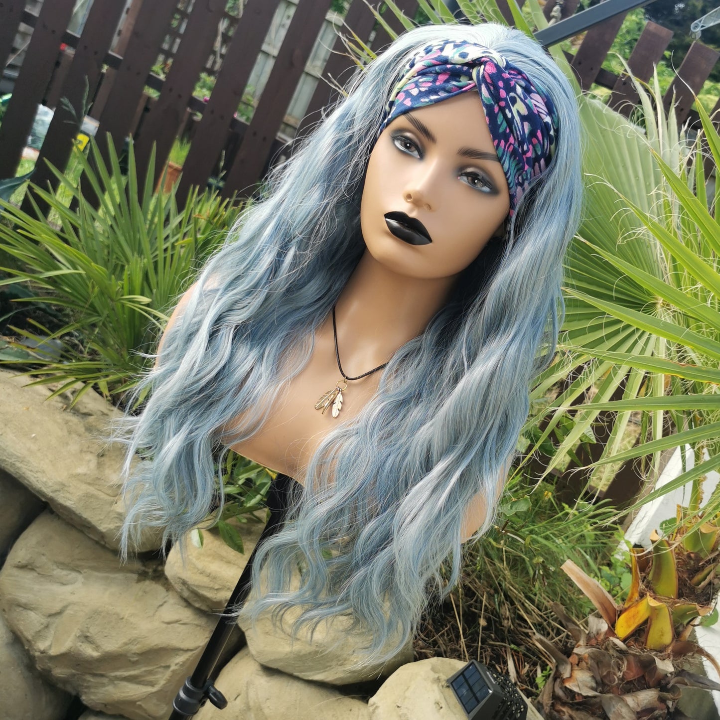 Blue Wavy Headband Wig - Keshleysheadshop