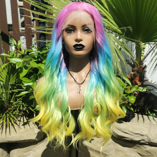 Pride rainbow synthetic lace front wig - Keshleysheadshop