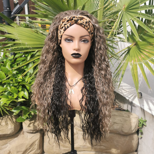 Brown and Black Headband Wig - Keshleysheadshop