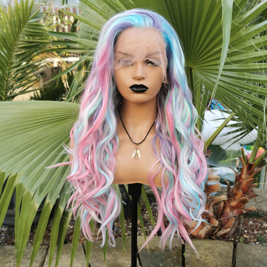 Unicorn Dust pastel rainbow lace front wig - Keshleysheadshop