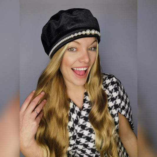 Pearl Velvet Beret Hat - Keshleysheadshop