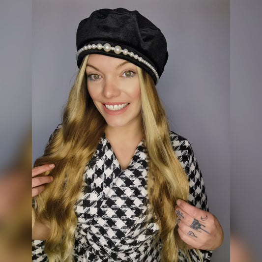 Pearl Velvet Beret Hat - Keshleysheadshop