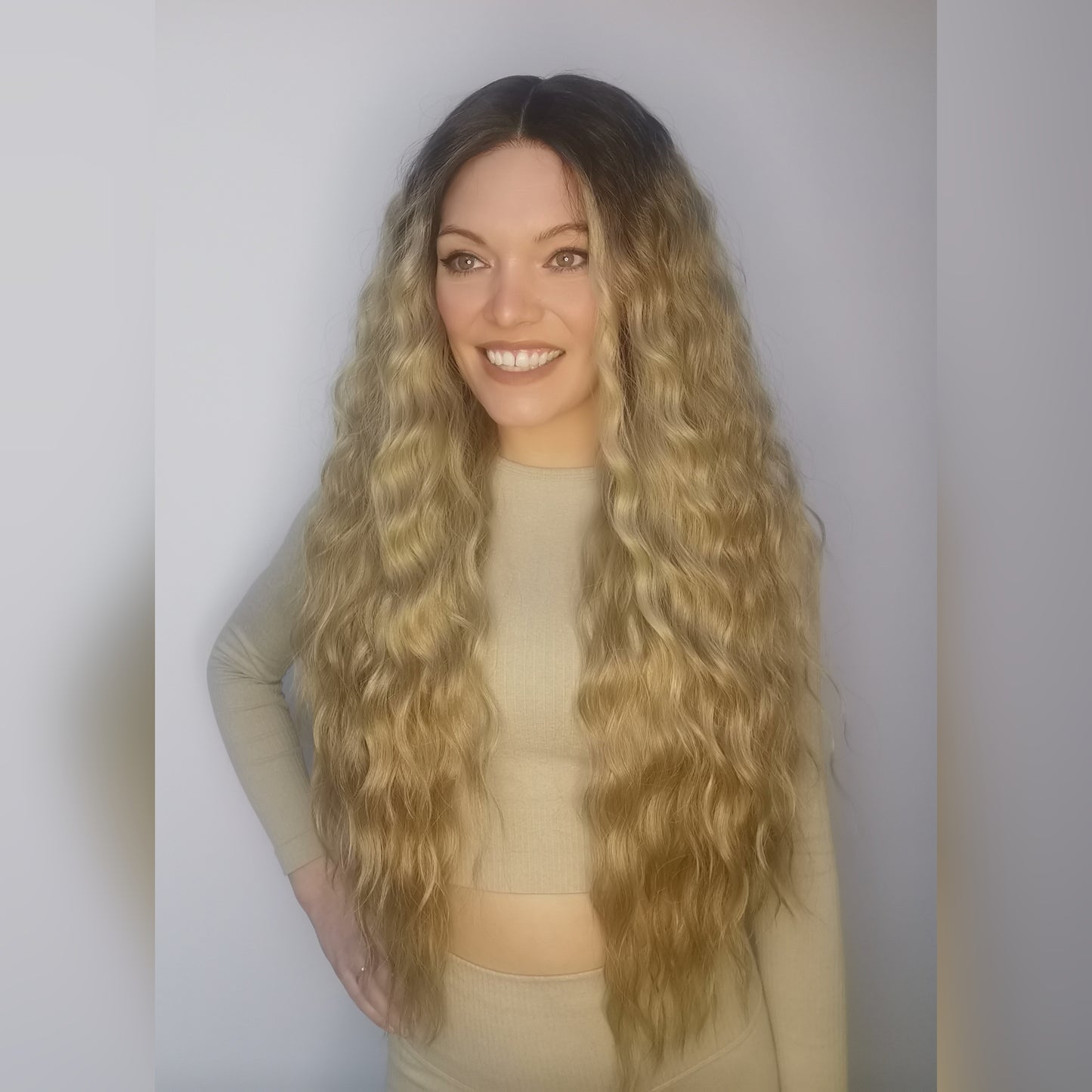 Halo Blonde Synthetic lace front wig - Keshleysheadshop