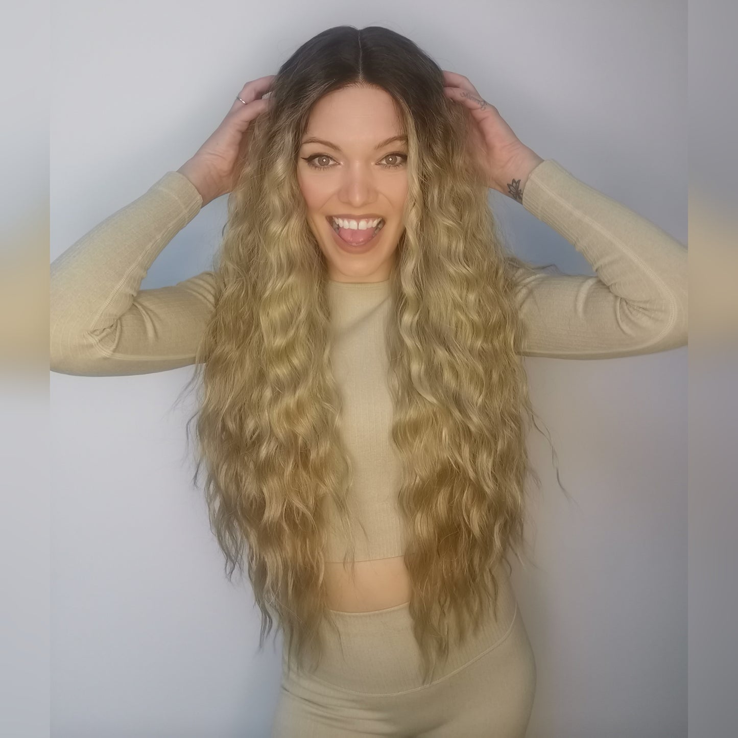 Halo Blonde Synthetic lace front wig - Keshleysheadshop