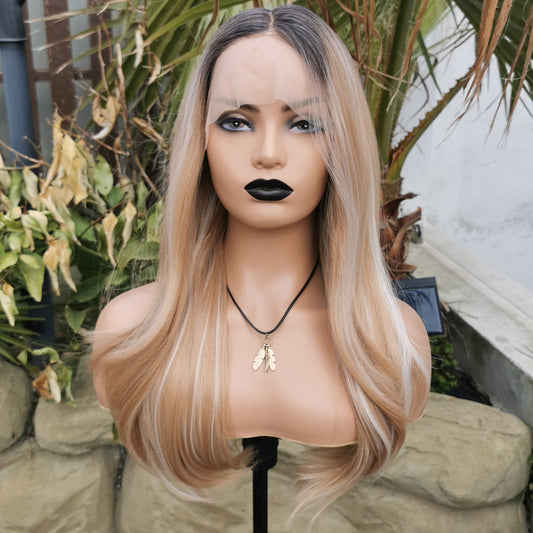Bambi long blonde lace front wig