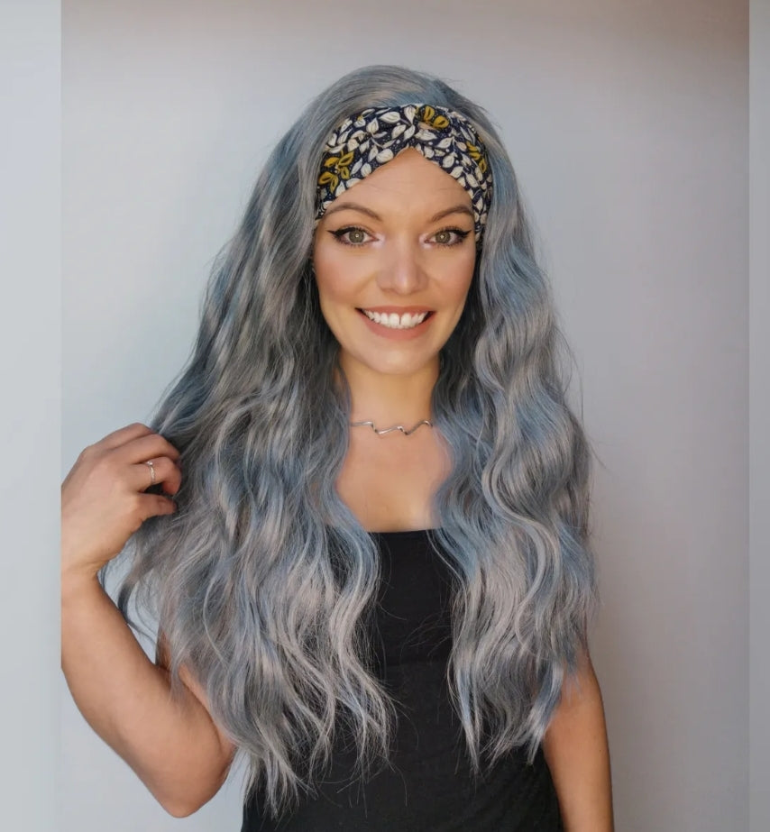 Blue Wavy Headband Wig - Keshleysheadshop