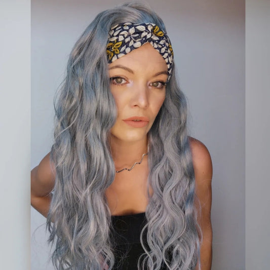 Blue Wavy Headband Wig - Keshleysheadshop