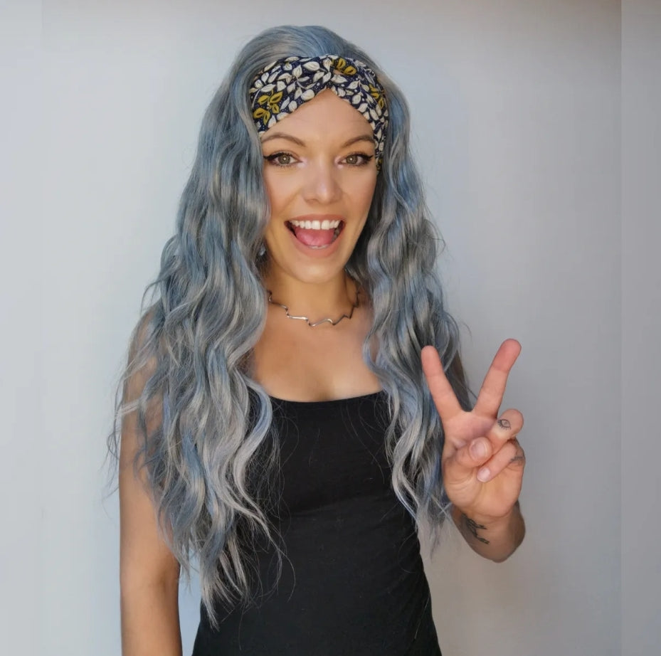 Blue Wavy Headband Wig - Keshleysheadshop