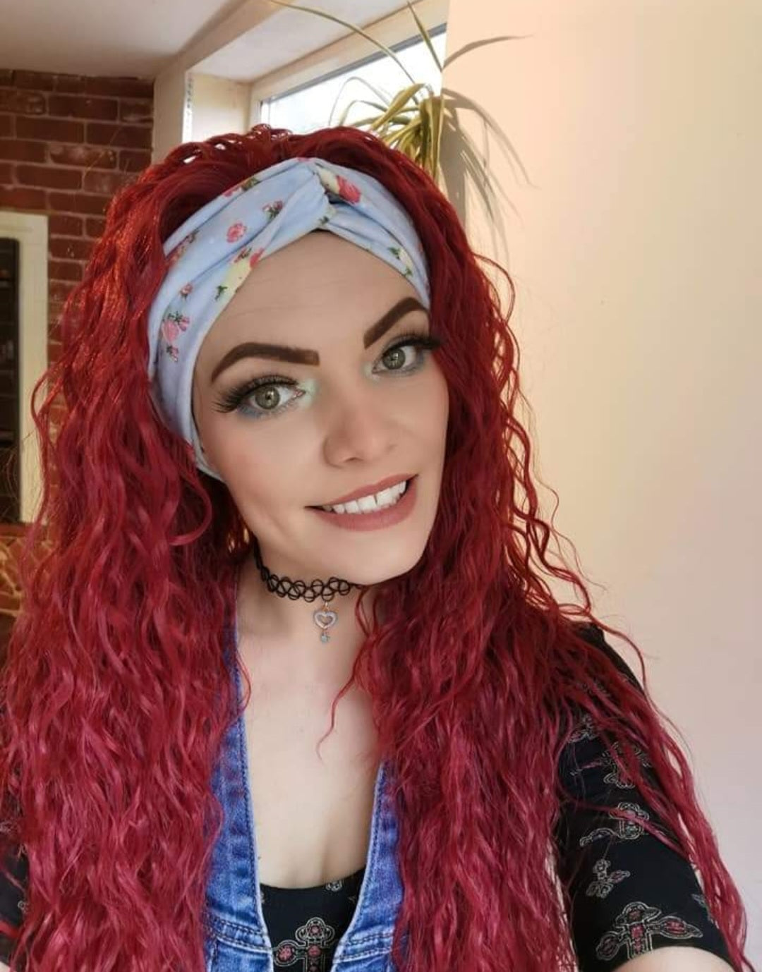 Red Kinky Headband Wig