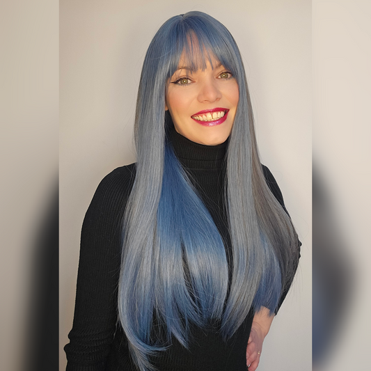 Topaz blue synthetic wig