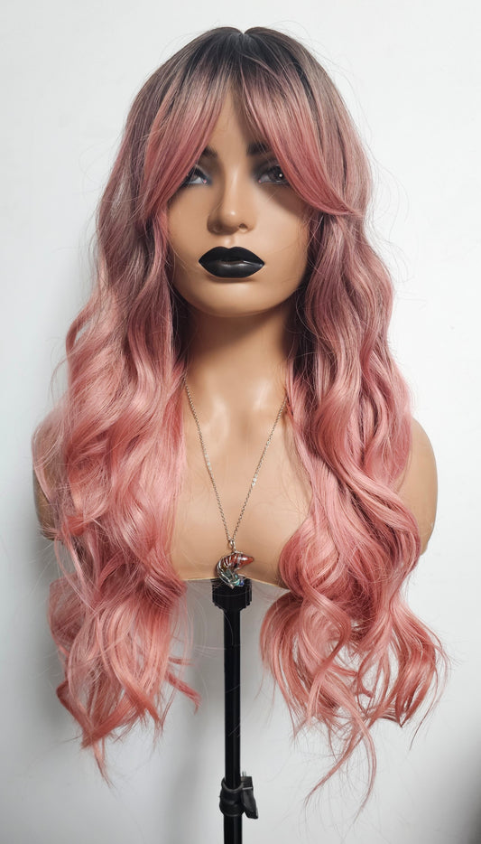 Sakura pink rooted non lace wig